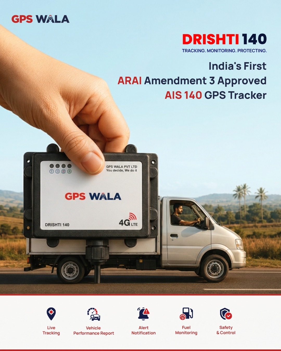 Drishti 140 handheld with commercial truck background